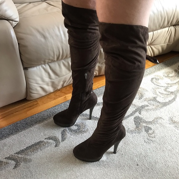 bebe over the knee brown suede boots sz 9 - Picture 4 of 7
